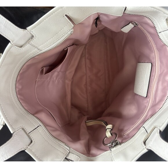 Coach 17041 Audrey Leigh Laser Cut Perforated Ivory Leather Tote Shoulder Bag - Picture 8 of 14